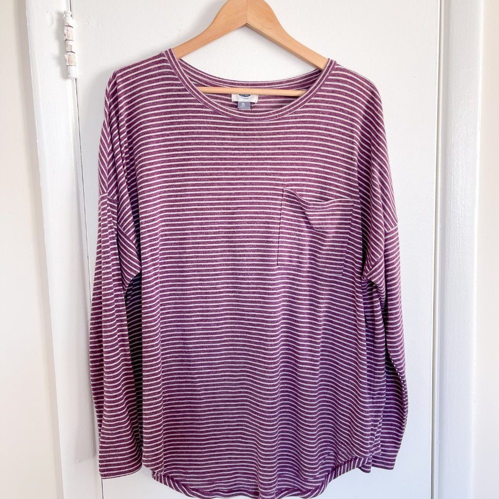 Old Navy Raspberry Striped Top - Picture 6 of 7